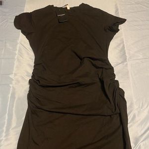 Laughido Women's Ruched Dress B19 Black Size XL